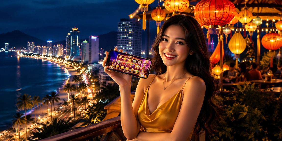Người chơi trải nghiệm slot game tại Hội An với đèn lồng rực rỡ