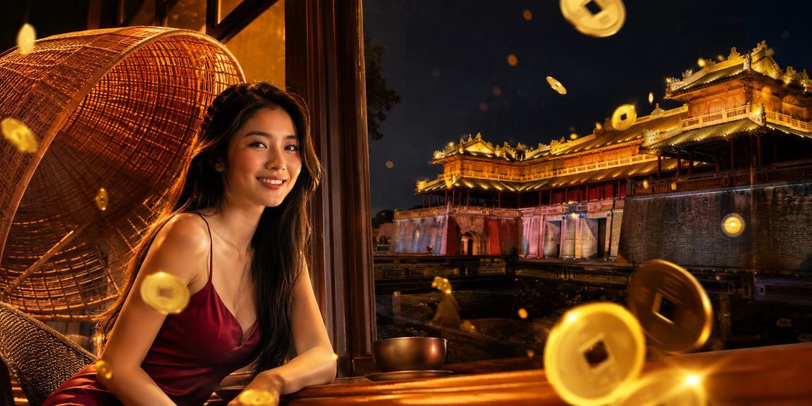 Cảnh đặt cược trực tuyến tại Huế với hình ảnh nón lá truyền thống Việt Nam