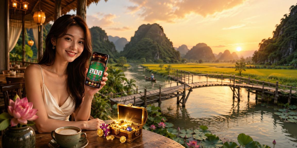 Người chơi tận hưởng trò chơi bài tại quán cà phê phong cách Ninh Bình